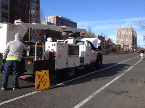 BTD Installing "Share The Road" Signs on Comm. Ave.